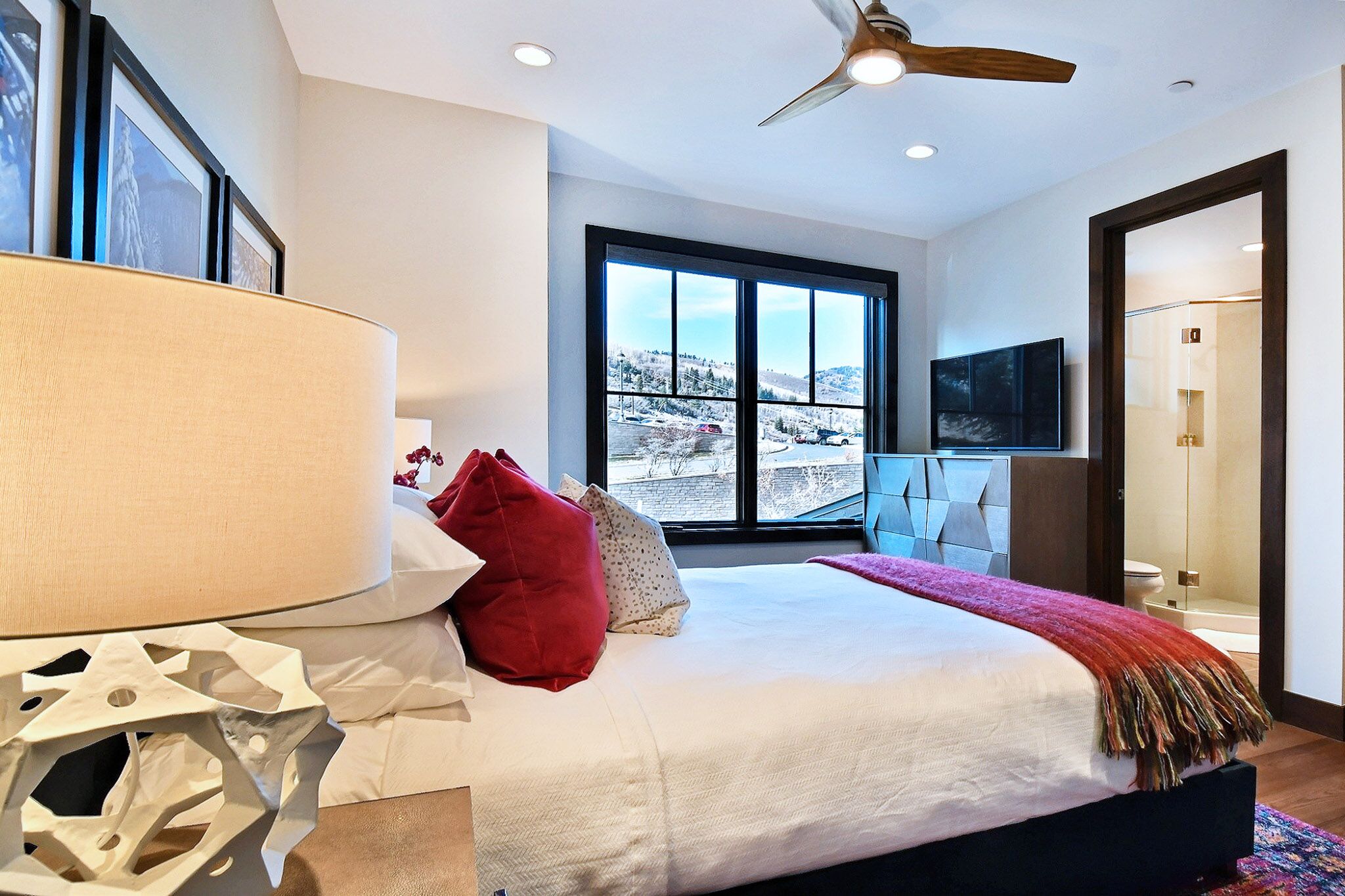 Master bedroom number 3 includes a queen bed and Park City Mountain Resort views.
