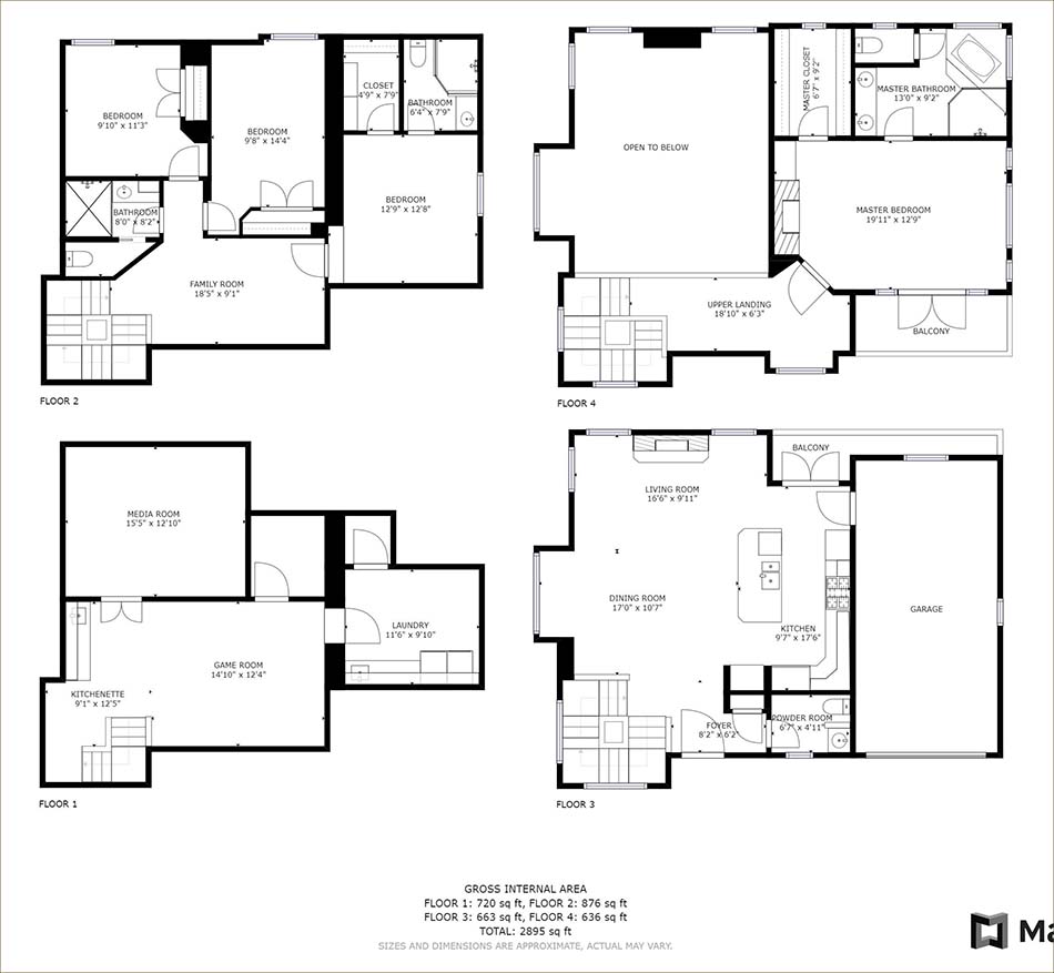 Floor plans for 4 bedroom vacation rental home in Park City, UT.